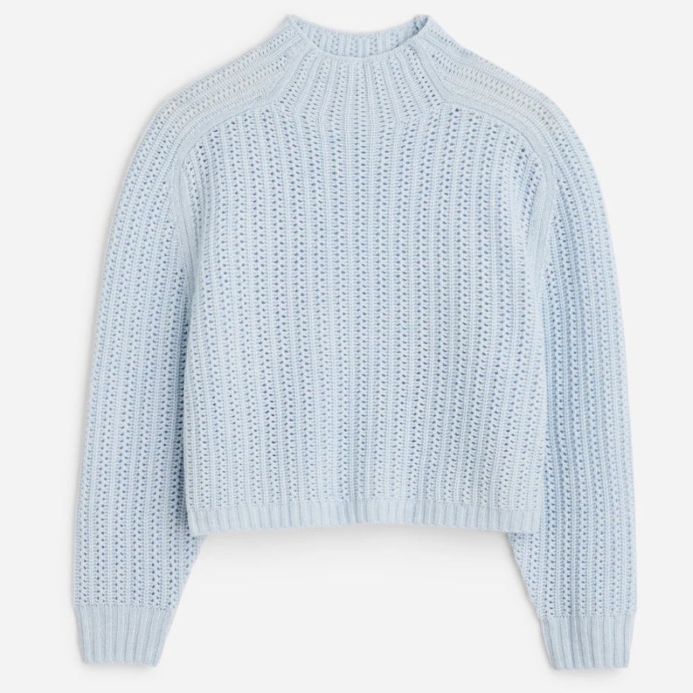 Madewell Pointelle-Stitch Mockneck Sweater -  Heather Pale Dawn - Picture 5 of 14